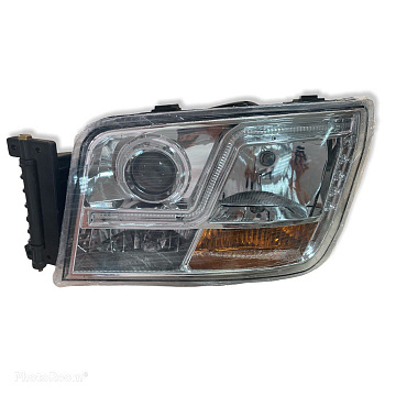 Фара передняя левая Shacman X3000 LED (самосвал; поворотник снизу)